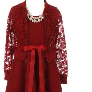 Girls Dress Set 2 Pieces Jacket Rhinestones Belt Flower Girl Dress Cloth Toddler
